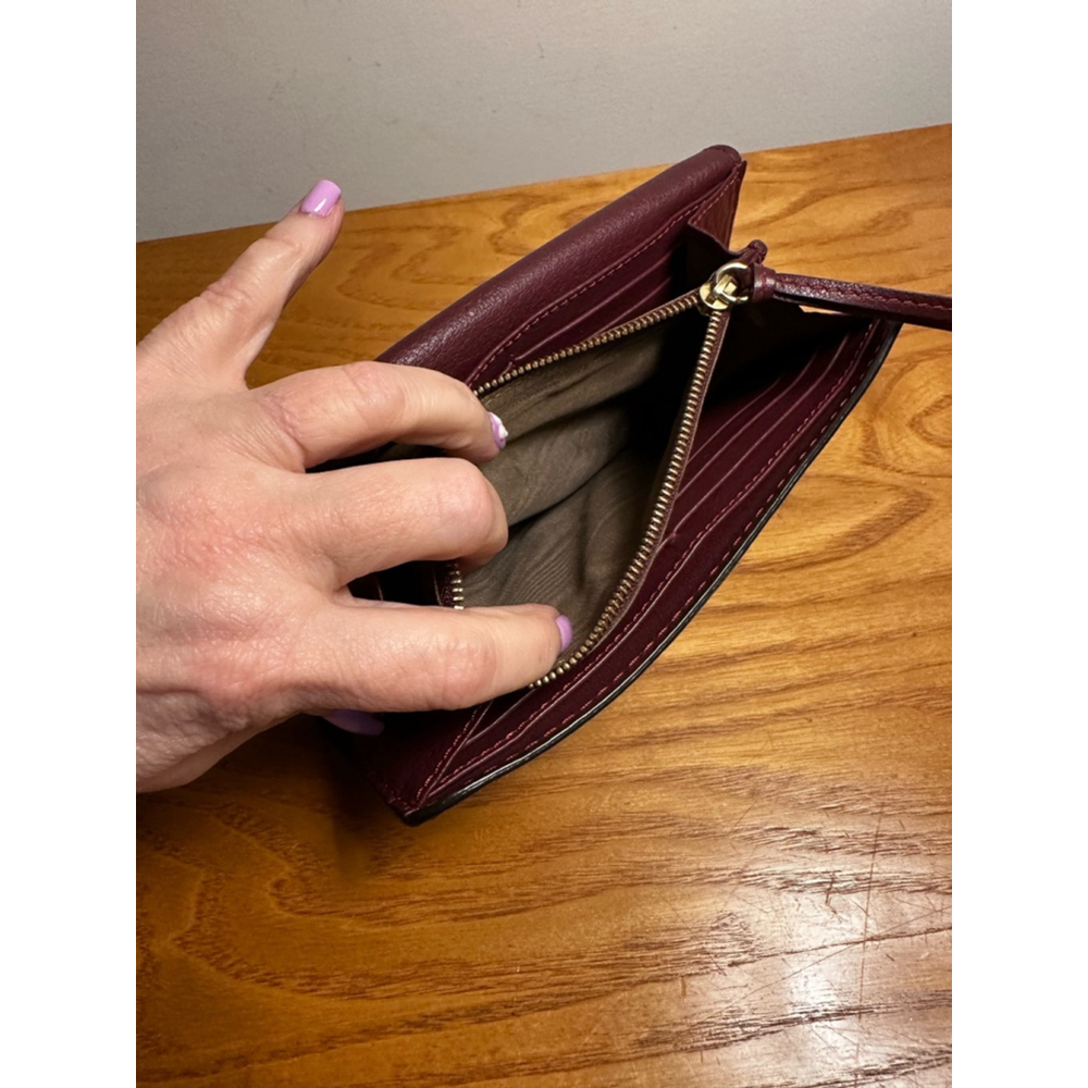 Chloe Burgundy Leather Long Flap Wallet - Picture 14 of 14